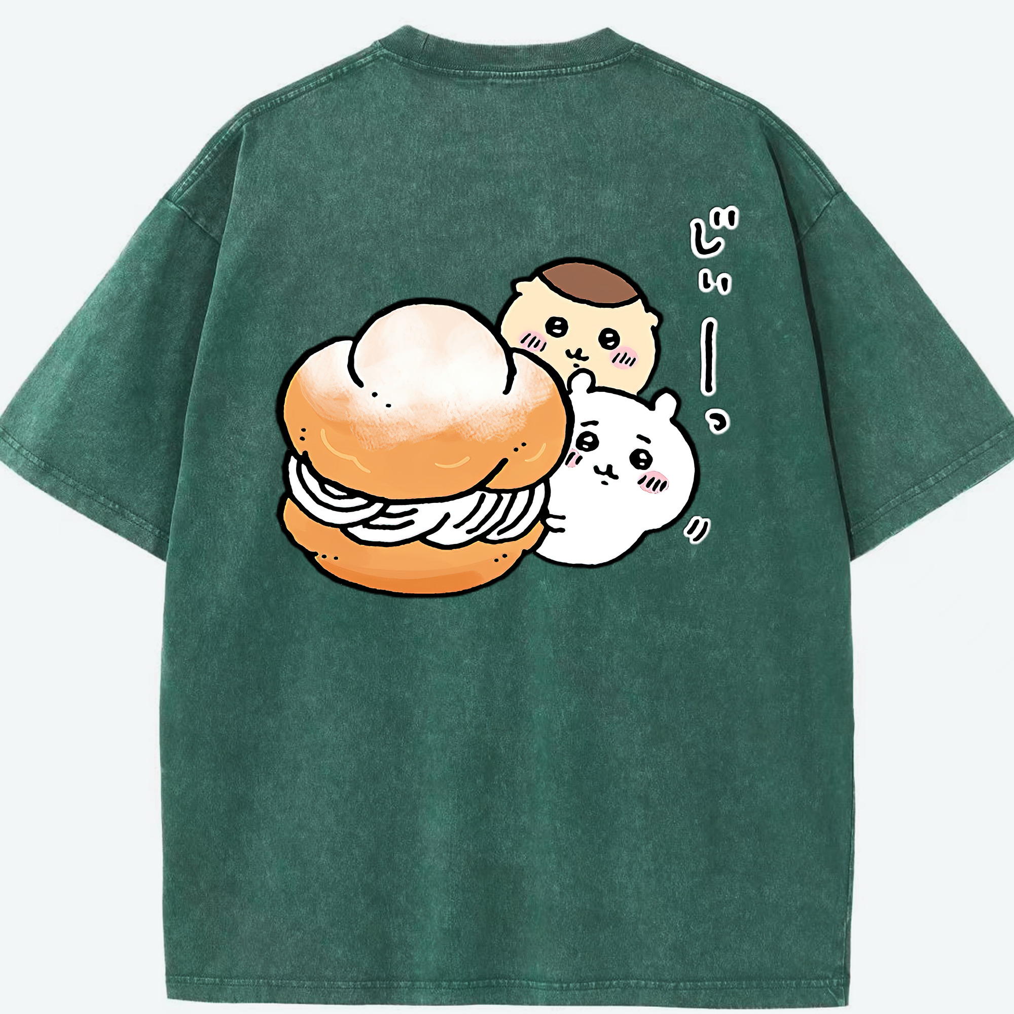 （画像用） ちいかわ くりまんじゅう Chii-kawa kuri manjū 綿100% ヴィンテージ風 半袖Tシャツ（背面プリント）